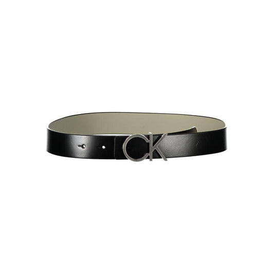 Calvin Klein | Reversible Black Leather Belt with Metal Buckle| McRichard Designer Brands   