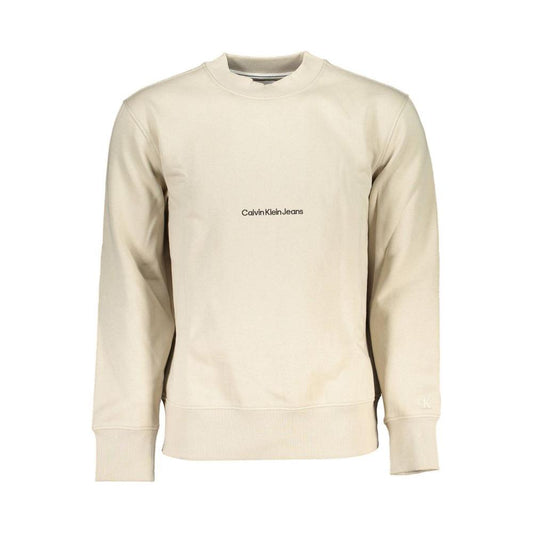 Calvin Klein | Beige Crew Neck Long Sleeve Sweatshirt| McRichard Designer Brands   