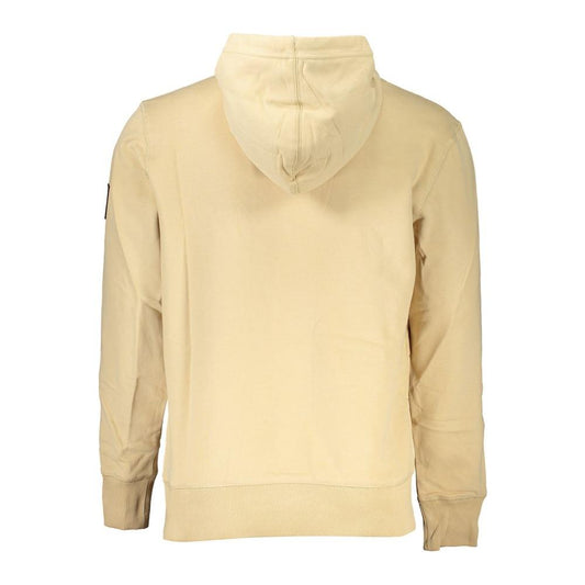 Calvin Klein | Beige Brushed Cotton Hoodie with Central Pocket| McRichard Designer Brands   