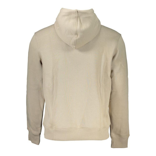 Calvin Klein | Beige Fleece Hooded Sweatshirt with Logo Embroidery| McRichard Designer Brands   