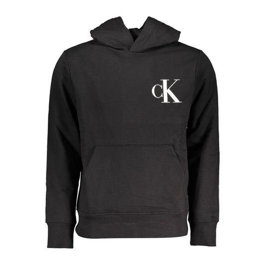 Calvin Klein | Sleek Black Hooded Sweatshirt with Fleece Lining| McRichard Designer Brands   
