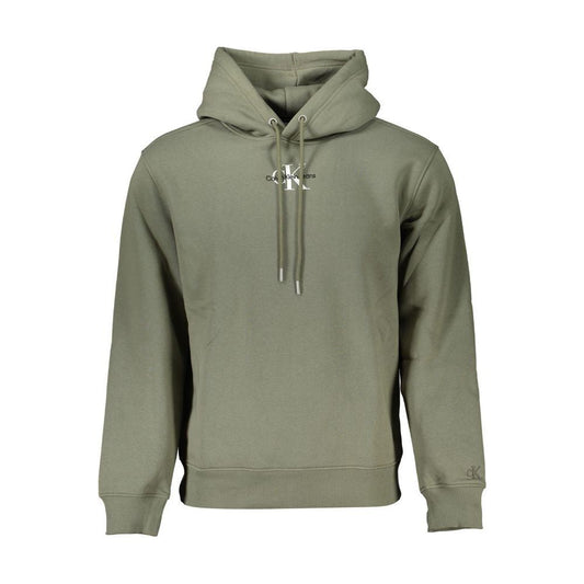 Calvin Klein | Chic Green Fleece Hooded Sweatshirt| McRichard Designer Brands   