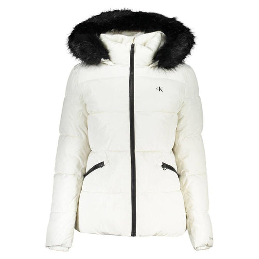 Calvin Klein | Elegant Long-Sleeved Winter Jacket with Fur Hood| McRichard Designer Brands   