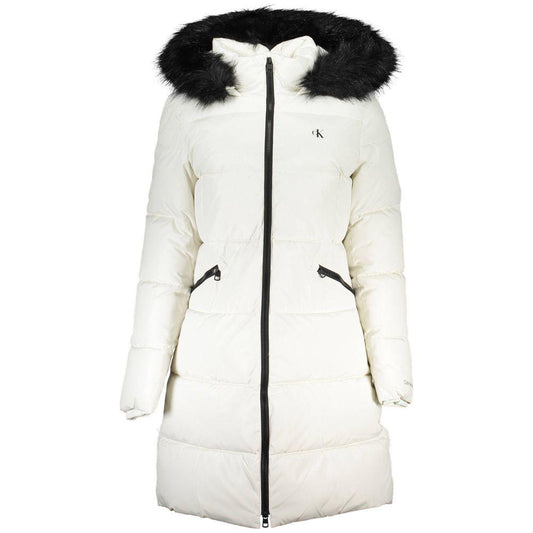 Elegant Long Sleeve Jacket with Fur-Trimmed Hood