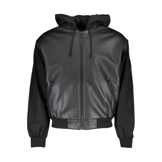 Calvin Klein | Sleek Black Contrast-Trim Jacket with Hood| McRichard Designer Brands   