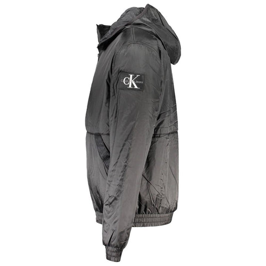 Calvin Klein | Sleek Black Hooded Jacket with Contrast Detail| McRichard Designer Brands   