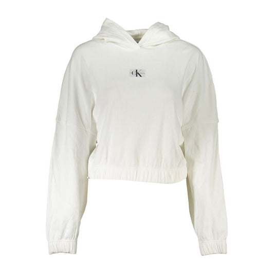 Chic White Hooded Sweater with Logo Detail