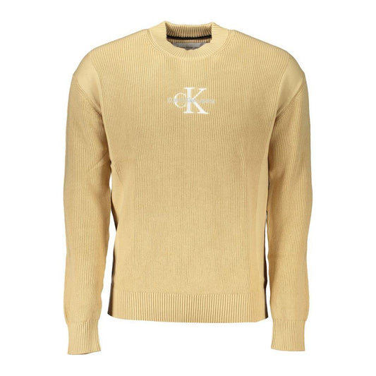 Calvin Klein | Chic Beige Crew Neck Cotton Sweater| McRichard Designer Brands   