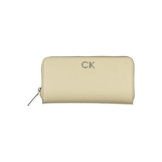 Calvin Klein | Elegant Beige Zip Wallet with RFID Blocking| McRichard Designer Brands   