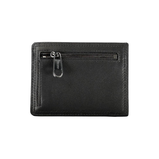 Calvin Klein | Sleek Black Leather Coin Purse with Card Holder| McRichard Designer Brands   