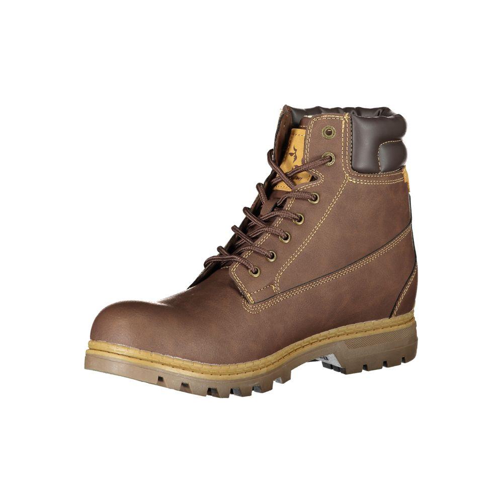 Carrera Elegant Brown Lace-Up Boots with Contrast Detail elegant-brown-lace-up-boots-with-contrast-detail
