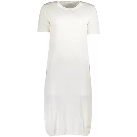 Cavalli Class Chic White Embroidered Short Dress chic-white-embroidered-short-dress