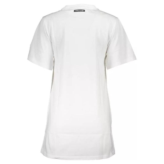 Cavalli Class Elegant White Cotton Day Dress with Print elegant-white-cotton-day-dress-with-print