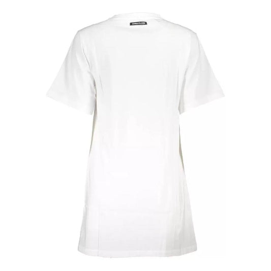 Cavalli Class Chic White Cotton Dress with Iconic Print chic-white-cotton-dress-with-iconic-print