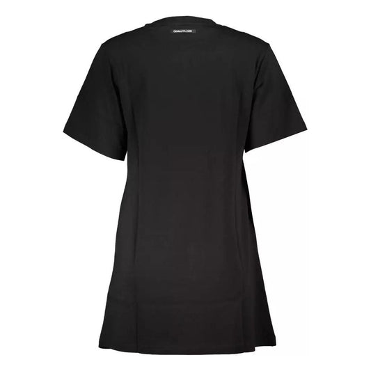 Cavalli Class Chic Black Printed Short Sleeve Dress chic-black-printed-short-sleeve-dress