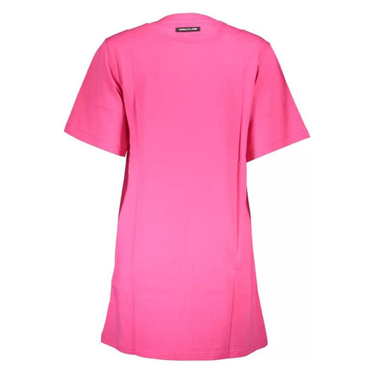 Elegant Pink Cotton Dress with Chic Print