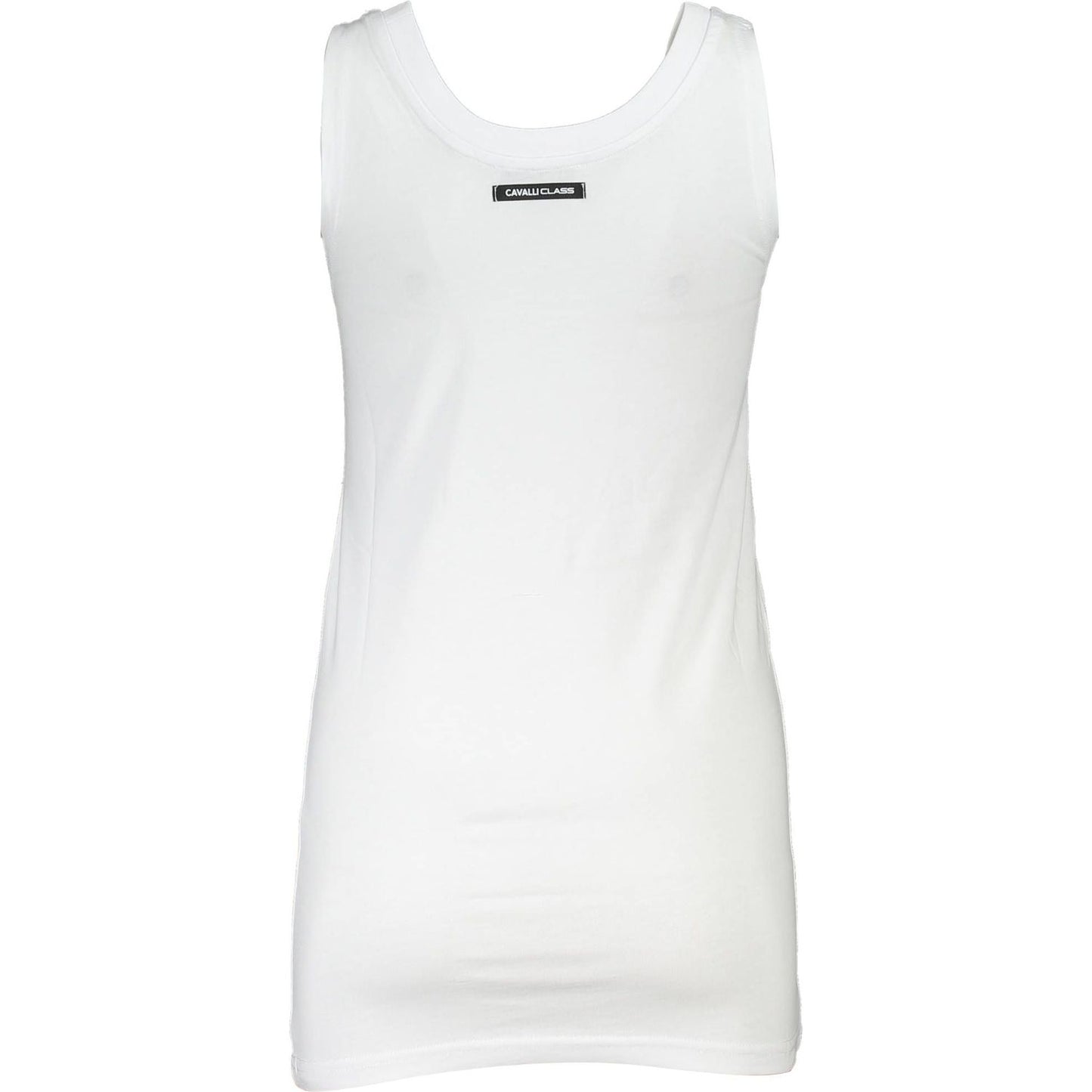 Cavalli Class Elegant White Cotton Tank Top with Logo Print elegant-white-cotton-tank-top-with-logo-print