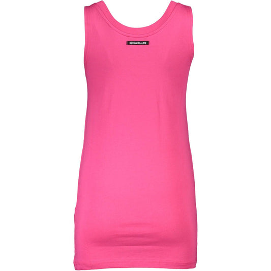 Cavalli Class Chic Pink Printed Tank Top with Logo chic-pink-printed-tank-top-with-logo