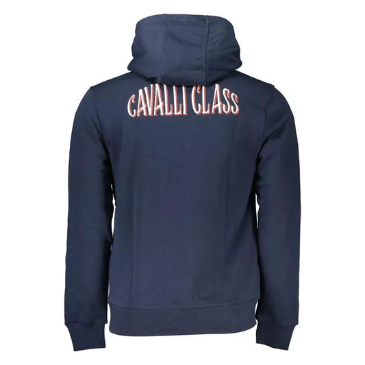 Cavalli Class Elegant Blue Hooded Zip Sweatshirt blue-cotton-sweater-28