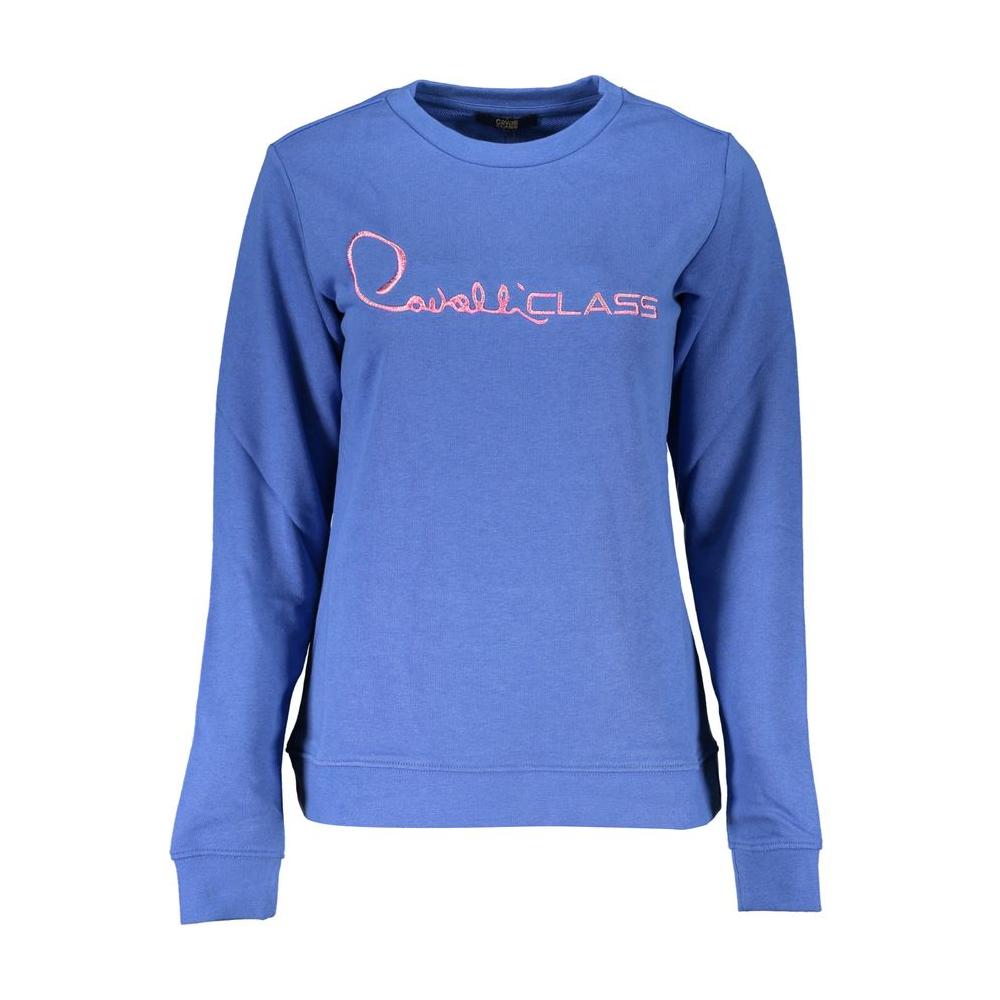 Cavalli Class Blue Cotton Sweater blue-cotton-sweater-32