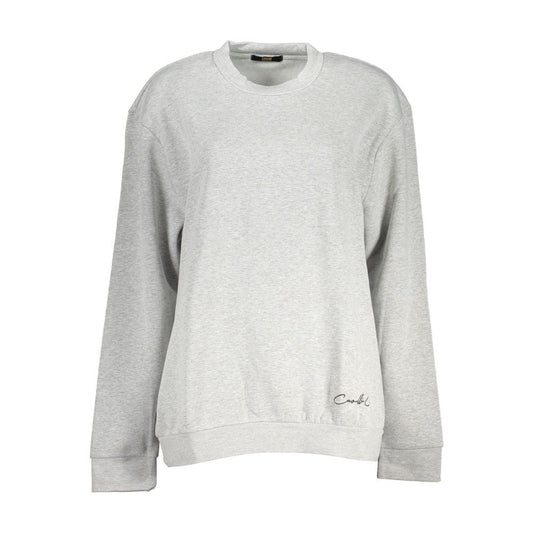 Cavalli Class | Chic Gray Embroidered Crew Neck Sweatshirt| McRichard Designer Brands   