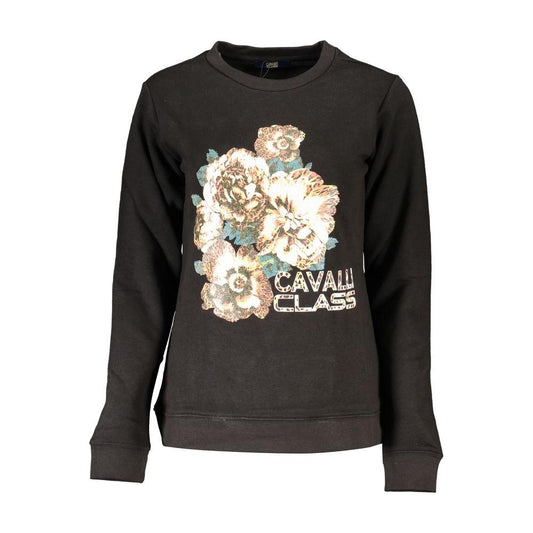 Cavalli Class Black Cotton Sweater black-cotton-sweater-22
