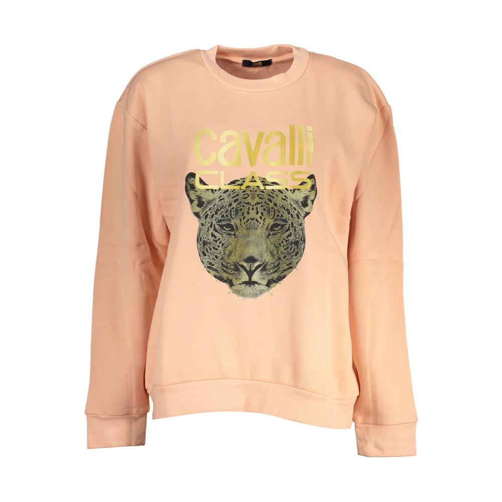 Cavalli Class | Chic Pink Fleece Crew Neck Sweatshirt| McRichard Designer Brands   