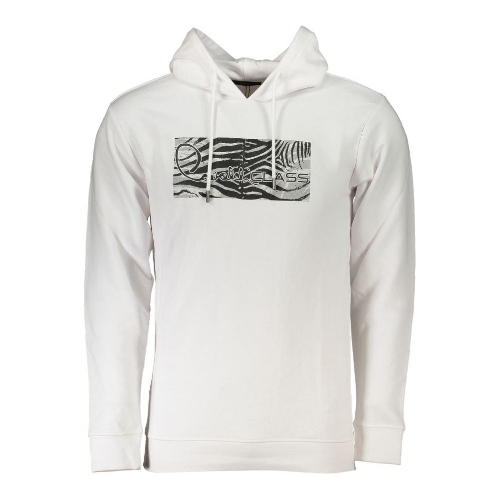 Cavalli Class White Brushed Logo Sweatshirt with Hood white-brushed-logo-sweatshirt-with-hood