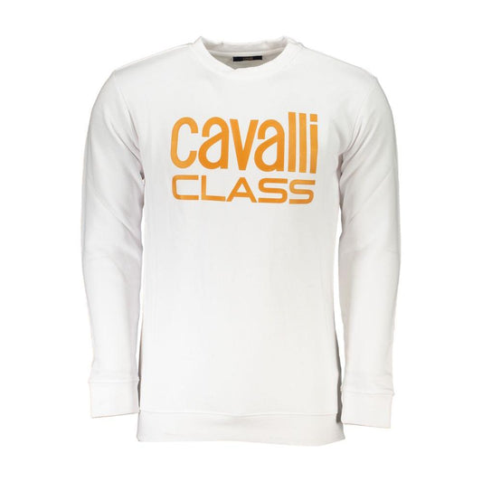 Cavalli Class White Cotton Sweater white-cotton-sweater-17