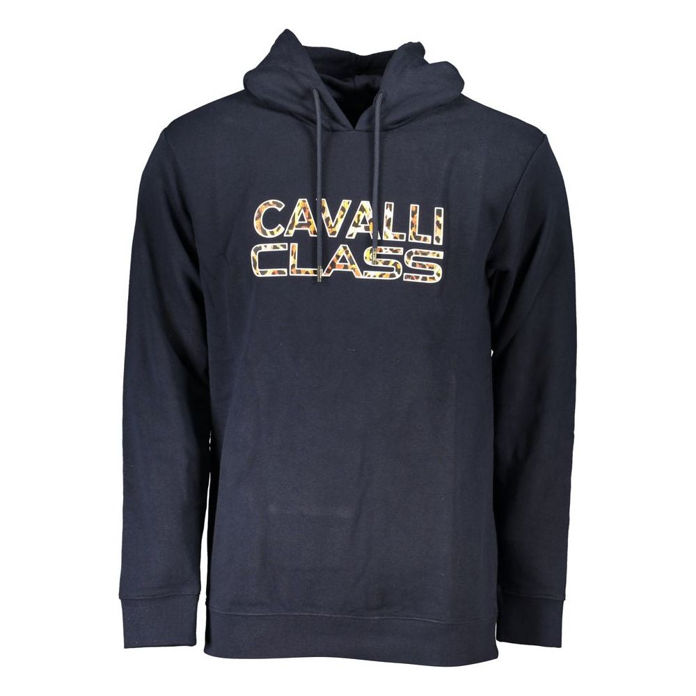 Cavalli Class Chic Blue Brushed Hooded Sweatshirt chic-blue-brushed-hooded-sweatshirt