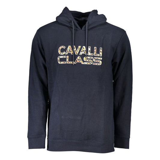 Cavalli Class Chic Blue Brushed Hooded Sweatshirt chic-blue-brushed-hooded-sweatshirt