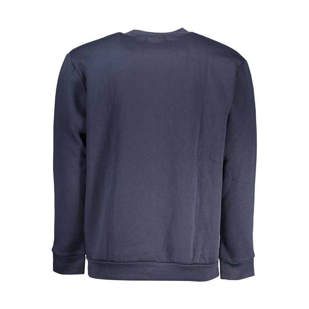 Elegant Crew Neck Fleece Sweatshirt in Blue