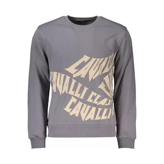Cavalli Class Sophisticated Gray Round Neck Sweater gray-cotton-sweater-23