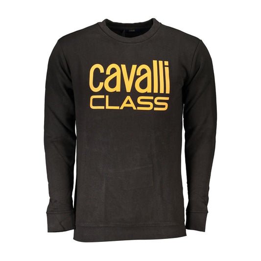 Cavalli Class Black Cotton Sweater black-cotton-sweater-25
