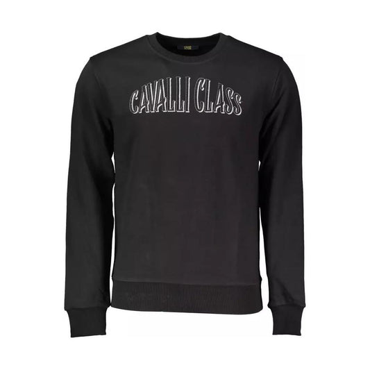 Cavalli Class Sophisticated Embroidered Black Sweater sophisticated-embroidered-black-sweater
