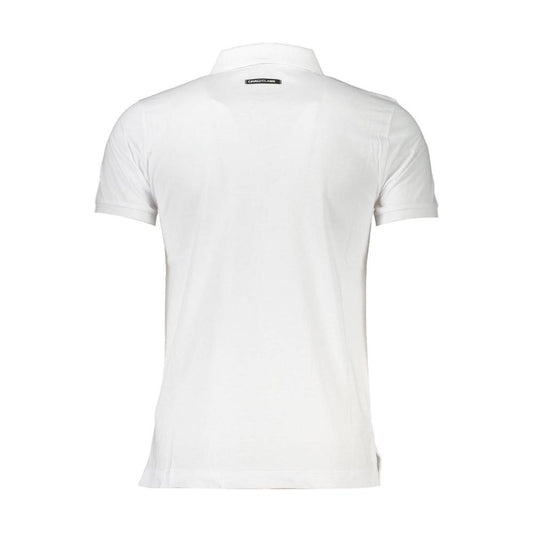 Elegant White Cotton Polo with Signature Print