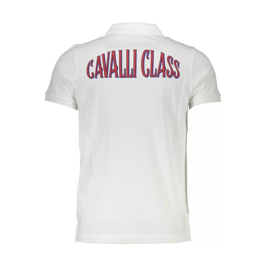 Cavalli Class Elegant White Cotton Polo with Logo Detail elegant-white-cotton-polo-with-logo-detail-1