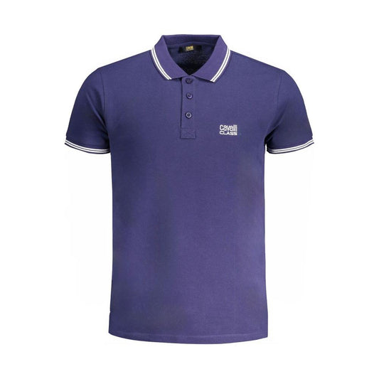 Cavalli Class Blue Cotton Polo Shirt blue-cotton-polo-shirt-44