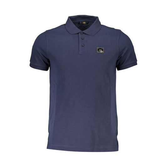 Elegant Blue Cotton Polo with Chic Detailing