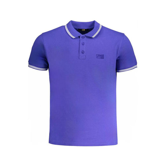 Cavalli Class Blue Cotton Polo Shirt blue-cotton-polo-shirt-43
