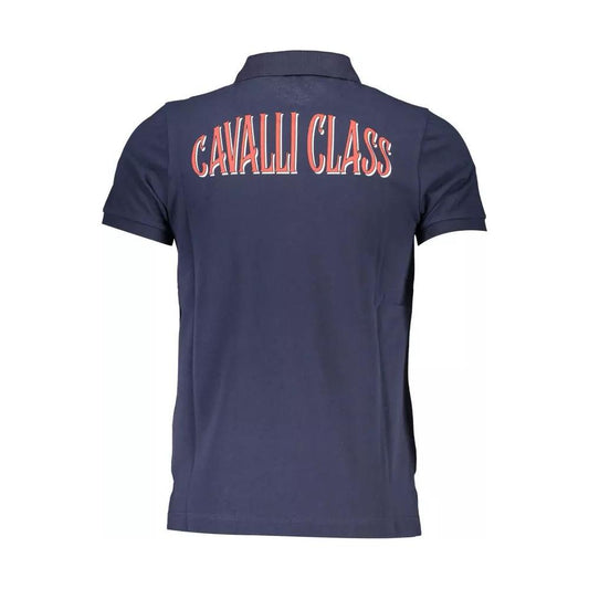 Cavalli Class Elegant Blue Cotton Polo with Chic Detailing elegant-blue-cotton-polo-with-chic-detailing