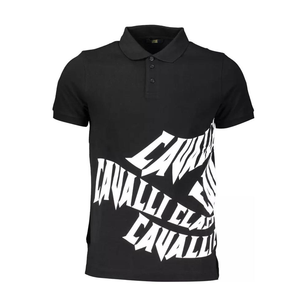 Cavalli Class Elegant Short-Sleeved Black Polo elegant-short-sleeved-black-polo
