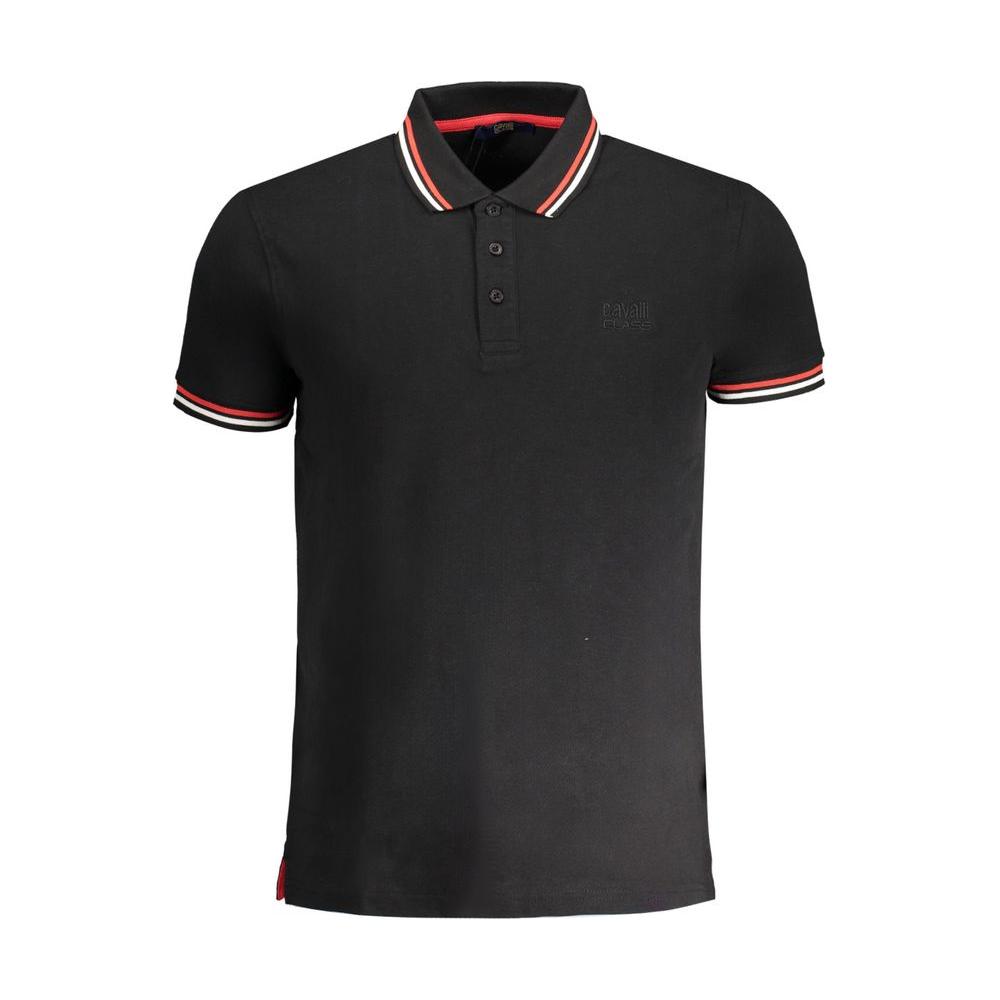 Cavalli Class Black Cotton Polo Shirt black-cotton-polo-shirt-13