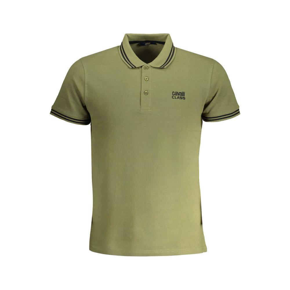 Cavalli Class Green Cotton Polo Shirt green-cotton-polo-shirt-31