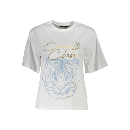 Chic White Printed Tee with Timeless Elegance