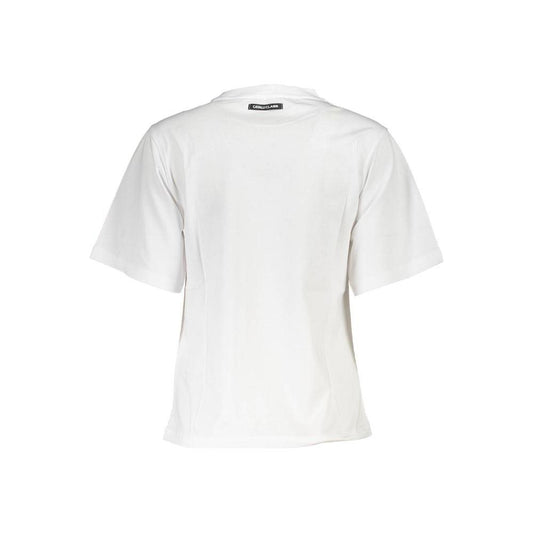 Chic Slim Fit White Tee with Signature Print