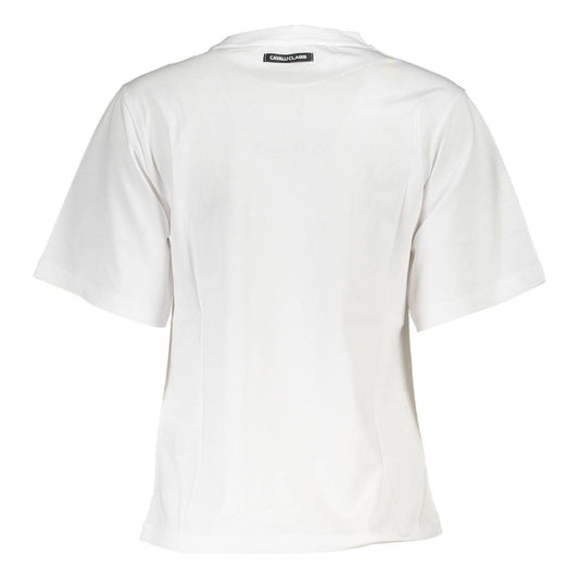 Cavalli Class Chic Slim Fit White Tee with Signature Print chic-slim-fit-white-tee-with-signature-print