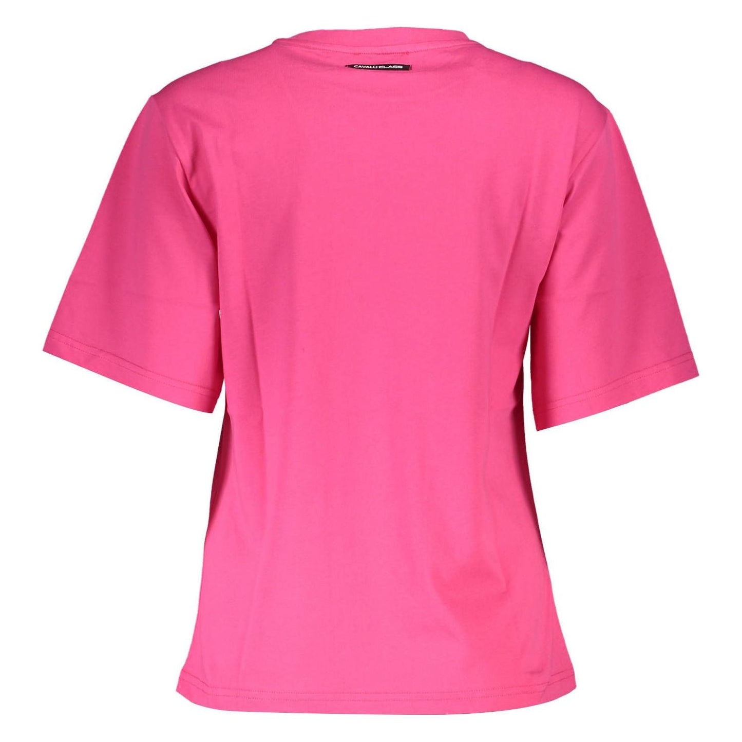 Cavalli Class Elegant Slim Fit Pink Tee with Chic Print elegant-slim-fit-pink-tee-with-chic-print