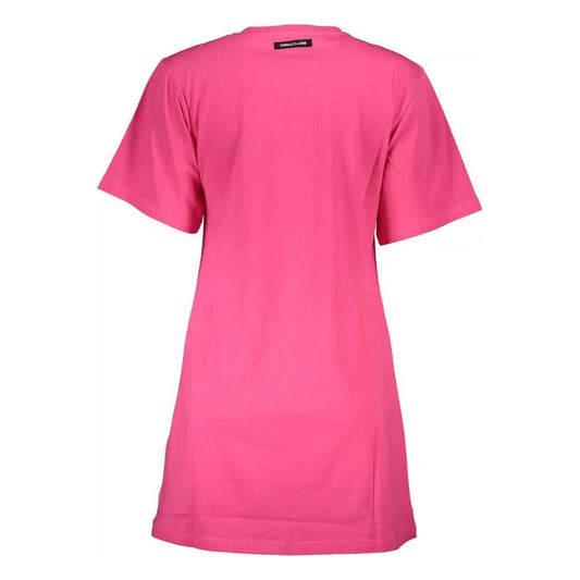 Cavalli Class Chic Pink Cotton Tee with Signature Print chic-pink-cotton-tee-with-signature-print