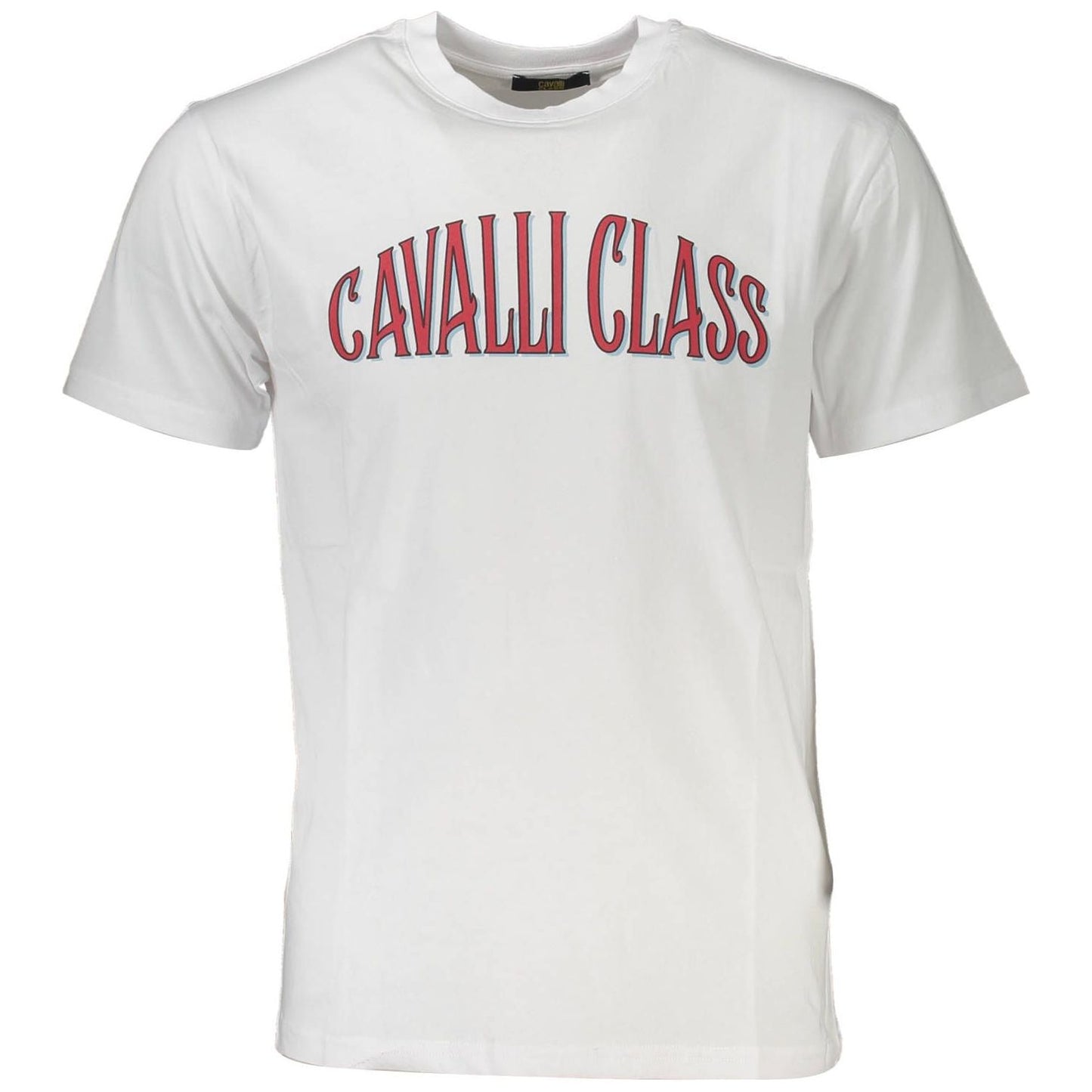 Cavalli Class Elegant White Print Tee with Classic Logo elegant-white-print-tee-with-classic-logo